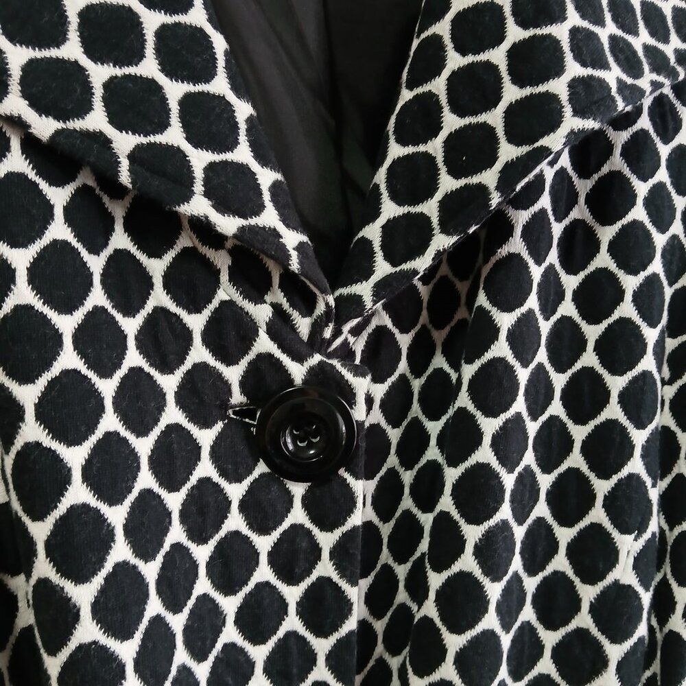 David Brooks Black and White Honeycomb Polka Dot Lightweight Trench Coat Size XL - Picture 3 of 9